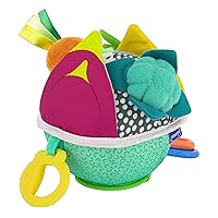 Infantino Busy Lil’ Sensory Ball - 9 Activities, Teether, Selfie Mirror, Rattle Sounds, Encourages Fine and Gross Motor Skill Development, for Babies 3M+