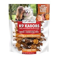 Dog Treats, K9 Kabobs for Dogs Made with Real Chicken, Duck, and Sweet Potato, 12 Ounces, Healthy, Easily Digestible, Long-Lasting, High Protein Dog Treat, Satisfies Dog's Urge to Chew
