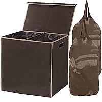 Simple Houseware Double Laundry Hamper with Lid and Removable Laundry Bags, Brown