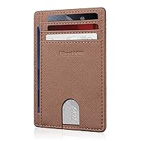 Slim Minimalist Front Pocket RFID Blocking Leather Wallets for Men and Women | Business Card Holder with 8 Credit Card Holder Slots | Thin Wallets for Boy Girl | Travel Friendly | Gifts For Him Her
