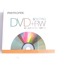 Memorex DVD+RW Discs, 4.7GB, 5/Pack
