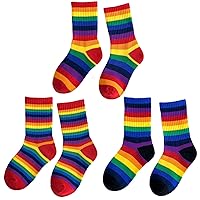 EIAY Shop Little Girls' Boys' Rainbow Stripes Cotton Crew Socks