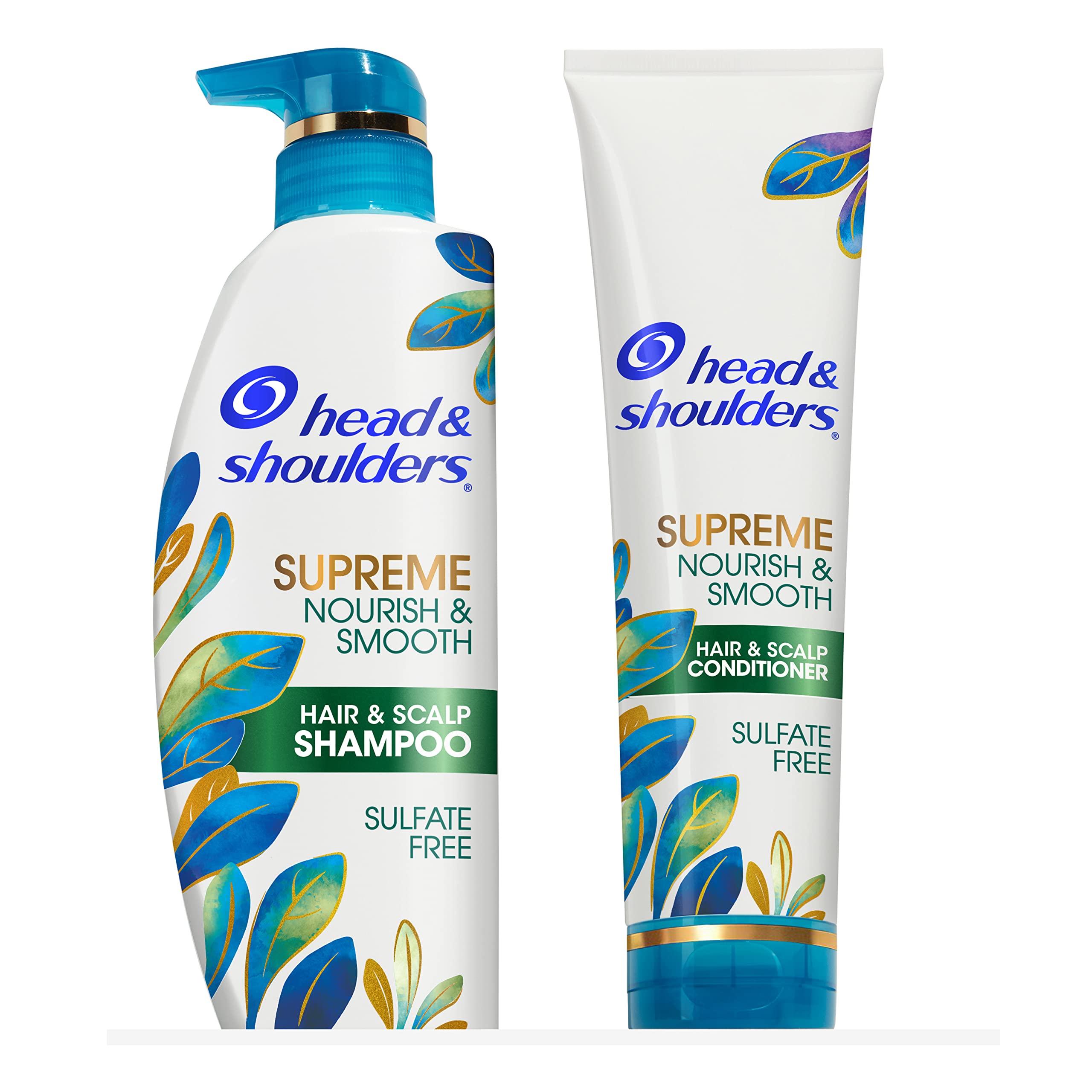 Head & Shoulders Supreme Dry Scalp and Dandruff Treatment Shampoo and Conditioner Set, Sulfate Free, Nourish and Smooth with Jojoba and Argan Oil, 11.8 & 9.4 Fl Oz for Chemically Treated hair