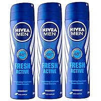 Nivea for Men Spray Deodorant, Fresh Active, 150 ml (Pack of 3)