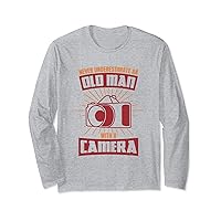 Old Man With A Camera Oldschool Photography Grandfather Long Sleeve T-Shirt