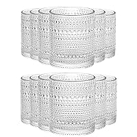 Amzcku Vintage Drinking Glass Set of 12 Kitchen Glasses Cup（13 OZ），for Water，Cocktail，Milk，Juice and Beverage.…