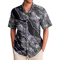 T Shirts for Man Lapel Printed Shirt Button Down Short Sleeve Shirt Holiday Hawaiian T-Shirts Summer Vacation Shirts