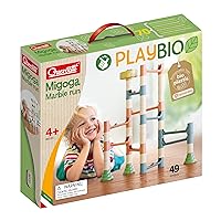 Quercetti Migoga PlayBio Marble Run - 49 Piece Set to Build and Launch 12 Colored Marbles, Made with Bioplastic Material, for Kids Ages 4 Years and Up
