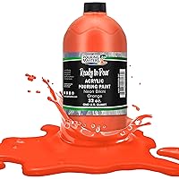 Pouring Masters Neon Bikini Orange Acrylic Ready to Pour Pouring Paint - Premium 32-Ounce Pre-Mixed Water-Based - for Canvas, Wood, Paper, Crafts, Tile, Rocks and More