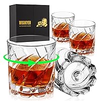 Whiskey Glasses Set 4, Spinning Bourbon Glass with Luxury Box Rotating Old Fashioned Rocks Glass Gifts on Birthday/Retirement/Anniversary, Scotch Glass Cup Gifts for Men