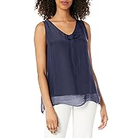 M Made in Italy Women's Double-Layer V-Neck Sleeveless Top