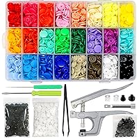 FQTANJU Plastic Snaps and Snap Pliers Set, 1900 Pcs T5 Snap Button Fasteners Kit with DIY Studs Tools and 1 Tweezers for Sewing, Clothing, Crafting, Rain Coat, Bibs (475 Sets 24 Colors)