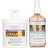 Advanced Clinicals Vitamin C Brightening Cream + Vitamin C Antioxidant Glow Facial Mist Set