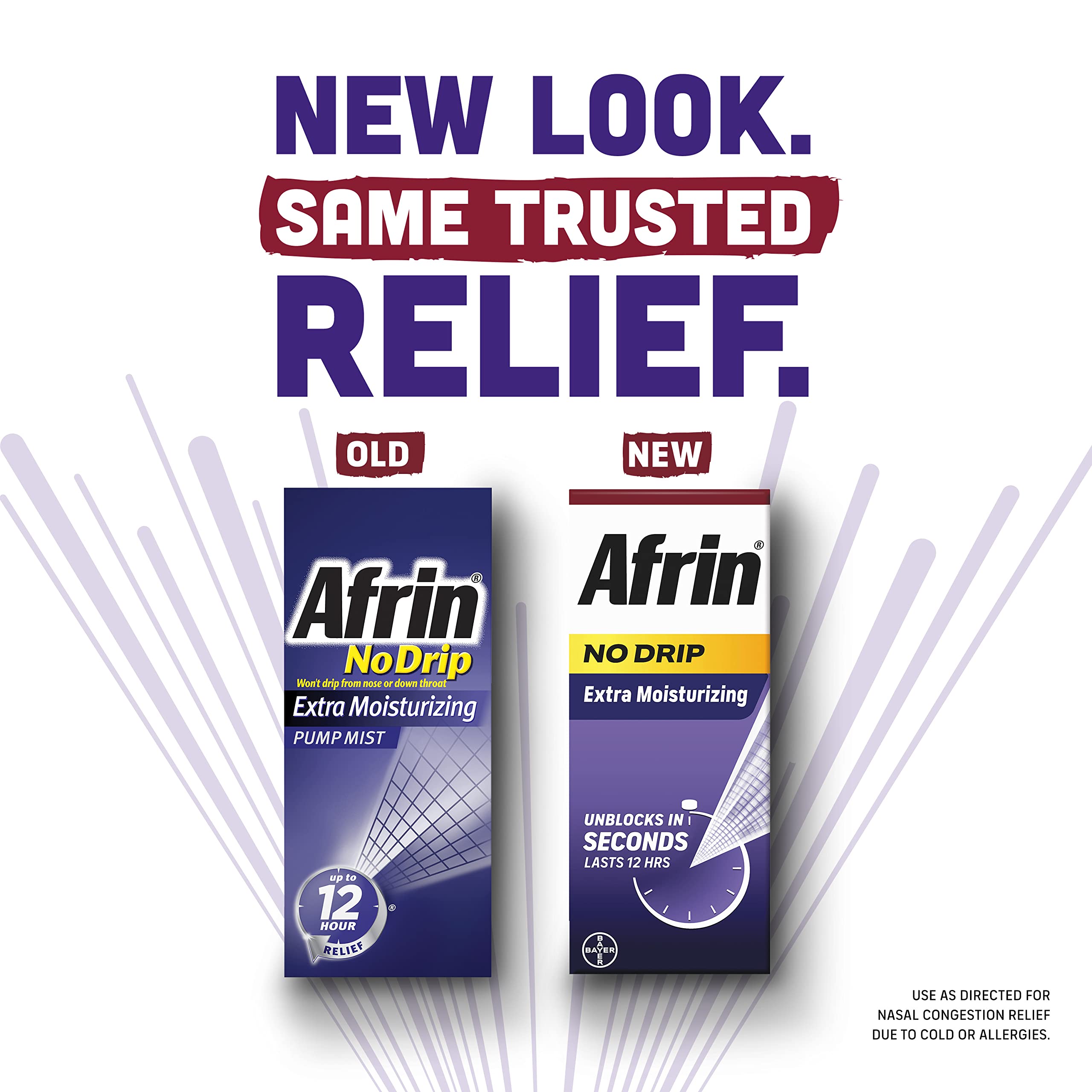 Afrin No Drip Extra Moisturizing 12 Hour Nasal Congestion Relief Pump Mist, Sinus Spray Decongestant - 15 mL