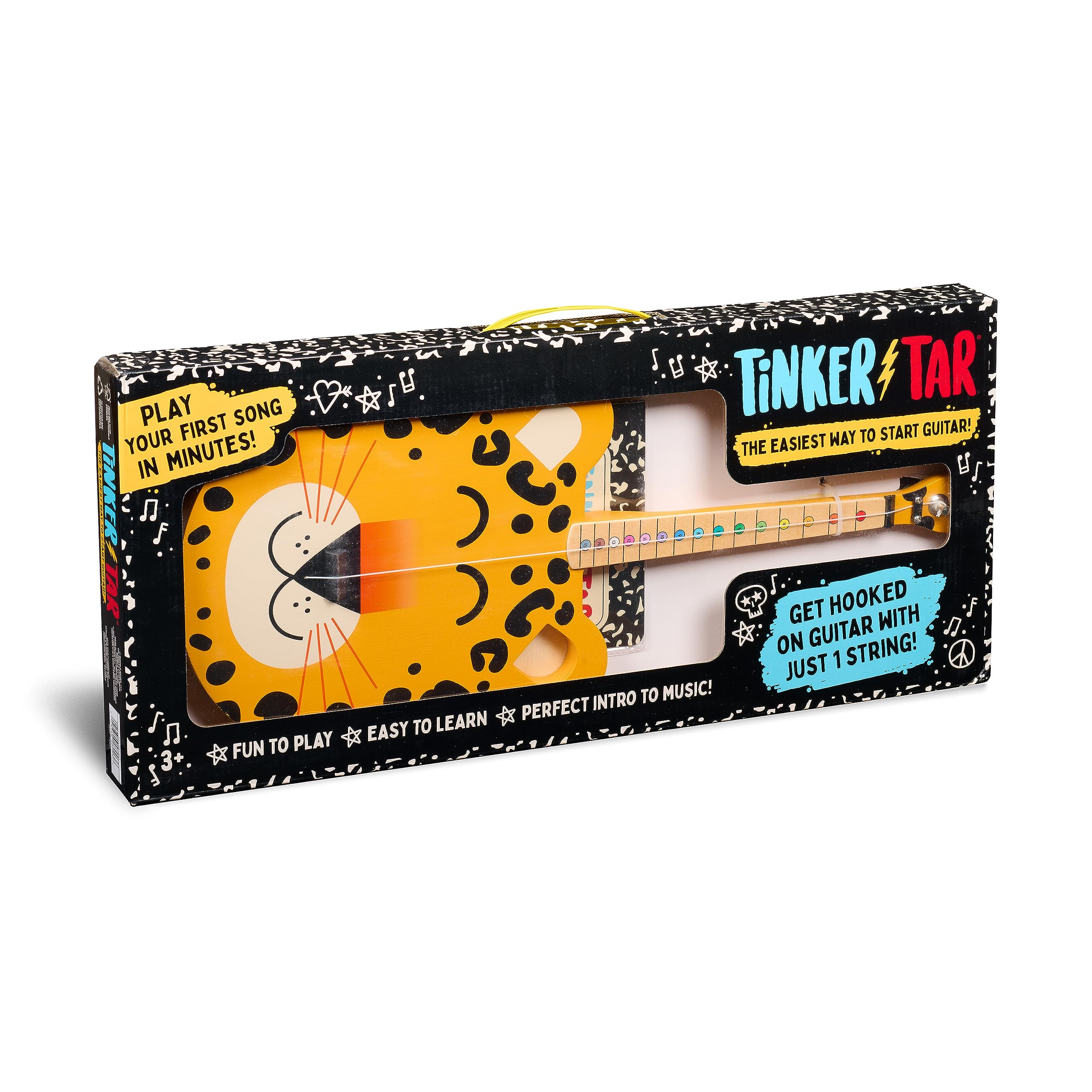 TinkerTar - Leopard Guitar - The Easiest Way to Start and Learn Guitar - 1 Stringed Toy Instrument for Kids – Perfect Intro to Music for Young Kids Ages 3 and up - from Buffalo Games