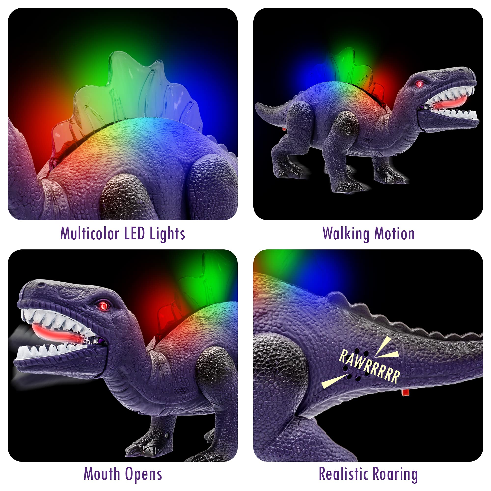 Windy City Novelties Light-up Walking Dinosaur Toy with Sound - Perfect for Boys & Girls Ages 2-8
