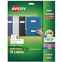 Avery Removable ID Labels, Sure Feed Technology, Removable Adhesive, 1