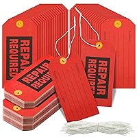 Repair Required Tags, 2.4 x 4.7 in Red Tags with Wire, Red Tags for Equipment with Cotton String, Mechanic Maintenance Paper Label Tags Bulk with 8 Inch Wire and Lines Attached (200 Pcs)