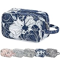 Narwey Travel Toiletry Bag for Women Traveling Dopp Kit Makeup Bag Organizer for Toiletries Accessories Cosmetics (Blue Lotus)
