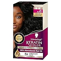 Schwarzkopf Keratin Color Permanent Hair Dye Cream, 1.2 Jet Black, 1 Application - Salon Inspired Hair Color Enriched with Keratin and Macadamia Nut Oil - Hair Dye with Pre-Serum, all Hair Types
