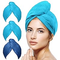 Microfiber Hair Towel Wrap Ultra Absorbent, Fast Drying Hair Turban Soft, No Frizz Hair Wrap Towels for Women Wet Hair, Curly, Longer, Thicker Hair