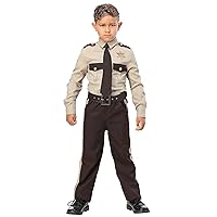 Kids Brown Sheriff Costume Boys, Child State Trooper Police Office Uniform Halloween Outfit