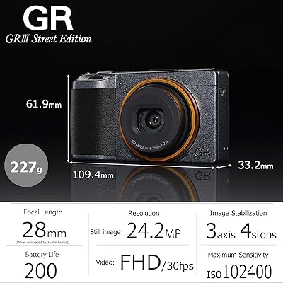  Ricoh GR III Street Edition Metallic Gray APS-C Size Digital  Camera (2 batteries included) with Large CMOS Sensor GR Lens that Achieves  High Resolution and High Constrast : Electronics