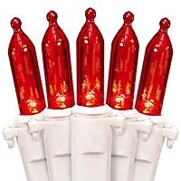 612 Vermont 100 Red LED Christmas Lights on White Wire, UL Approved for Indoor and Outdoor Use, Lighted Length 18.5 Feet, Total Length 20.8 Feet, Connect Up to 27 Sets End to End