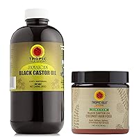Tropic Isle Living Jamaican Black Castor Oil 8oz PET Plastic Bottle + JBCO Coconut Hair Food