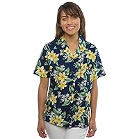 Womens Floral Plumeria and Orchids Hawaiian Shirt