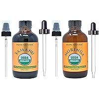 Organic Tamanu Oil [4oz] & Organic Moringa Oil [4oz] Bundle - USDA Certified - Cold Pressed, Virgin, Unrefined, Vegan