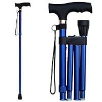 RMS Folding Cane - Foldable Walking Cane with Adjustable Height - Collapsible and Lightweight - Soft Ergonomic Handle for Comfortable Grip - Portable Walking Stick for Mobility Aid