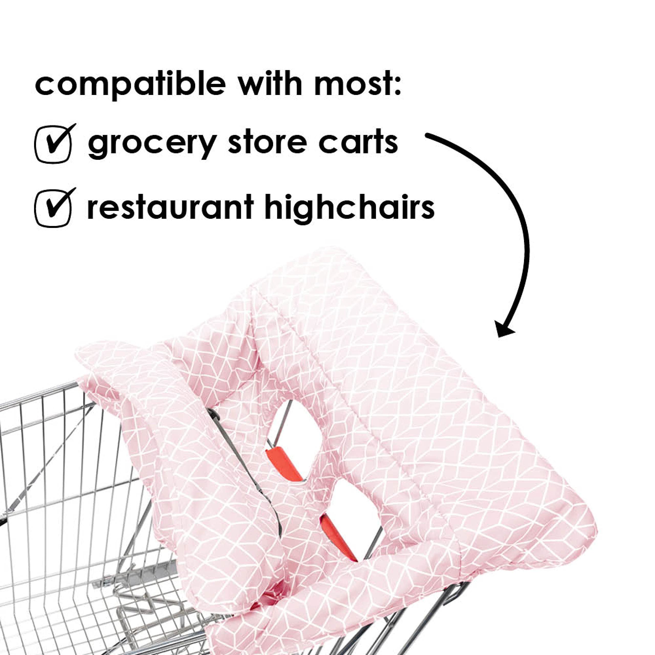 Diono Shop 'n Go Cart Liner, Shopping Cart Cover for Baby, Restaurant High Chair Cover for Baby, Infant, Toddler, Machine Washable, Pink