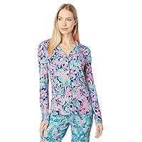 Lilly Pulitzer Pj Knit Long Sleeve Button-Up Top