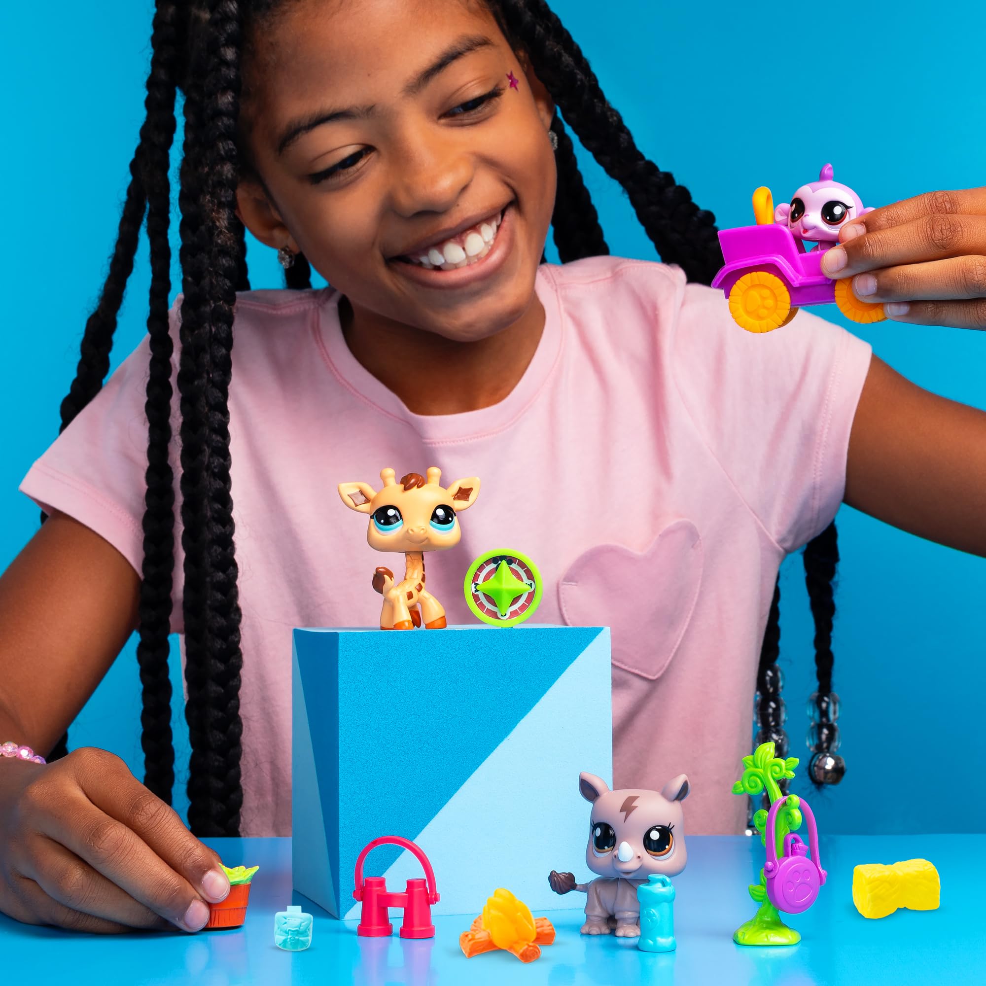Littlest Pet Shop, Safari Play Pack - Gen 7, Pets #53,#54, #55, Authentic LPS Bobble Head Figure, Collectible Imagination Toy Animal, Kidults, Girls, Boys, Kids, Tweens Ages 4+