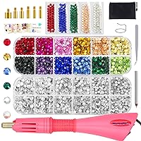 Bedazzler Kit with Rhinestones, Bedazzle Tool Gun, Hotfix Rhinestones Applicator for Clothing, Clothes, Fabric, Wood, Cardstock, Leather - 3400 Pcs Hot Fix Rhinestones 3mm 4mm 5mm SS10/SS16/SS20