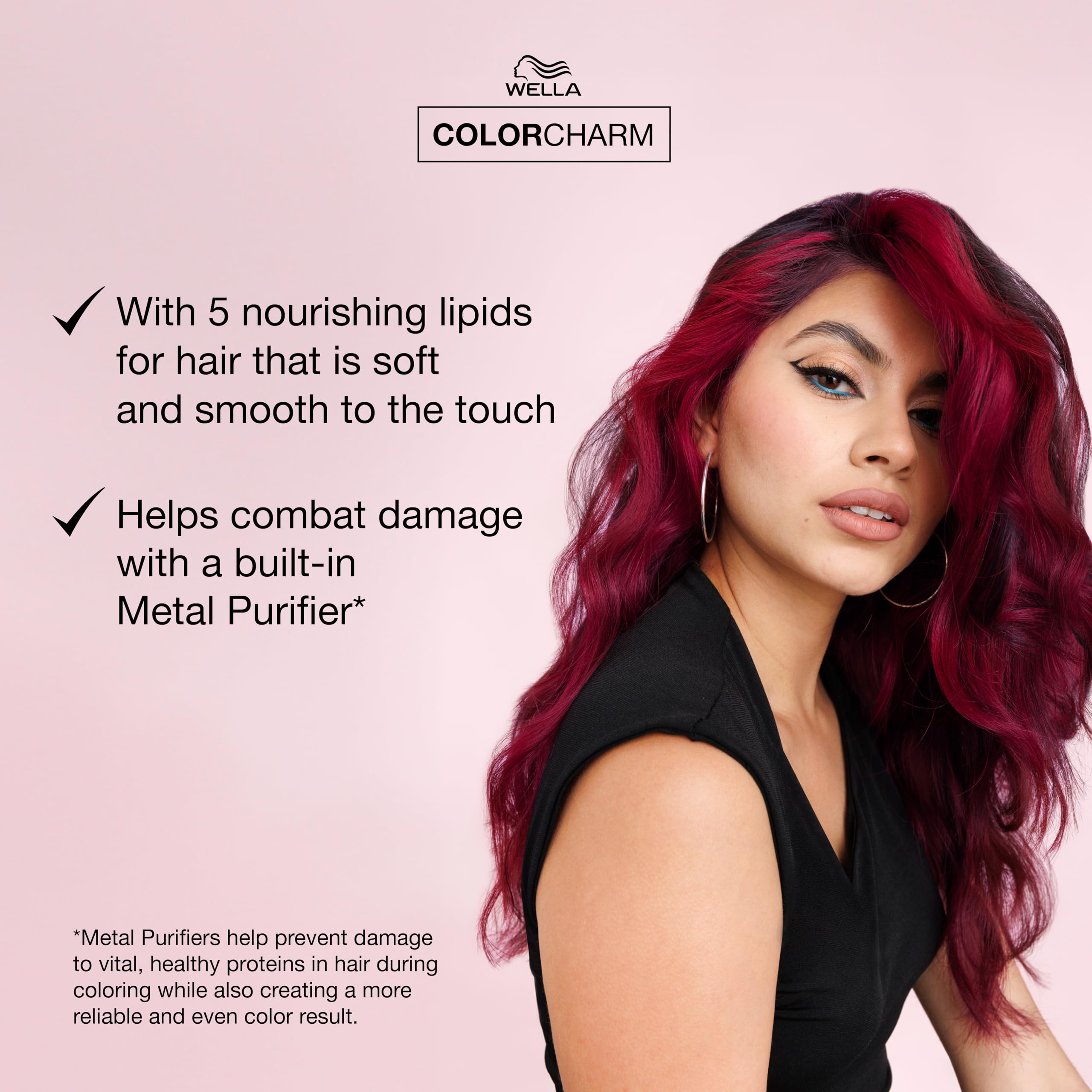 WELLA colorcharm VIVID DARKS Permanent Cream Color, Vibrant Color for Dark Hair, Nourishing Vegan Formula, No Bleach Needed, Ruby Red