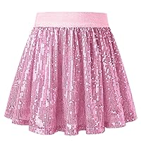 Girls Metallic Sequin Skirt Sparkle Glitter Shiny Pleated Skirts Dance Outfit Party Elastic Waist Skorts Size 6-13