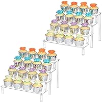 YestBuy Display Shelf Cake Stand – Shelf Cupcake Stand – Multifunctional and Durable Acrylic Stand – Mounting Hardware Included – Ideal for Desserts (4 Tier-2 Pack)