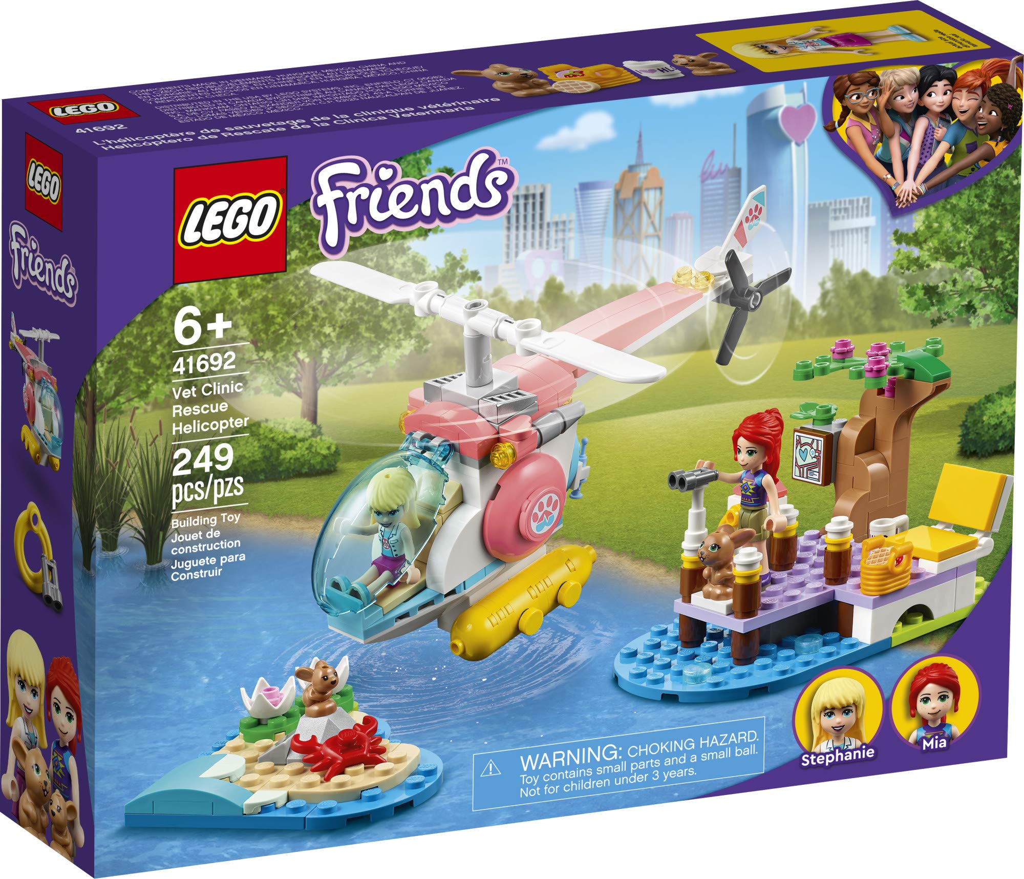 LEGO Friends Vet Clinic Rescue Helicopter 41692 Building Kit; Makes Great Birthday for Kids, New 2021 (249 Pieces)