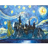 TOCARE Paint by Numbers Starry Sky Castle, Abstract Paint by Number Kit for Adults Beginners Harry, Potter Painting by Numbers on Canvas 16x20Inch