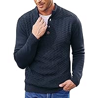 COOFANDY Men Mock Neck Button Sweater Casual Knitted Sweaters Fashion Henley Sweater