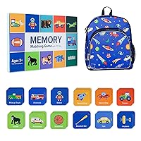 Wildkin 12-inch Backpack and Boys Memory Matching Game (72 pc) Bundle: Boost Memory Educational Card, and Comfortable Kids Backpack (Out of This World)