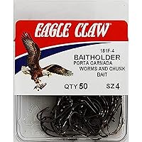 Eagle Claw 181F-4 Baitholder Down Eye 2 Slices Offset Fishing Hook, 50 Piece (Bronze) (181FH-4)