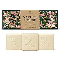England Absinthe Peach Bar Soaps, Three Triple Milled, Palm Oil-Free, Vegan Soap Bars, Gift Soaps Boxed in Plastic-Free Recyclable Packaging, Three, 3.5oz Bar Soaps
