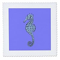 3dRose Cute Seahorse Tattoo Style in Blue and Gray - Quilt Squares (qs_357376_1)