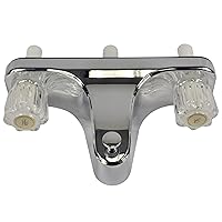 DANCO Mobile Home RV Tub Shower Center-Set Faucet, 8 inch, 2-Handle, Chrome with Clear Acrylic Handles (33156X)