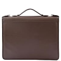 DR334 Real Leather Portfolio Case with Carry Handle Brown