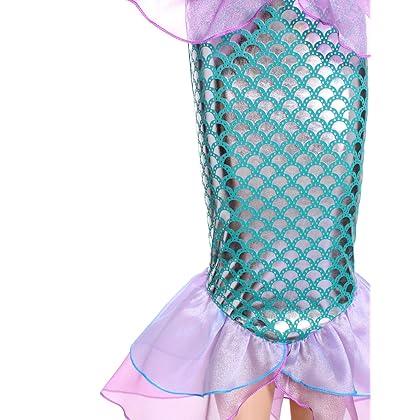 Joy Join Little Girls Princess Mermaid Costume for Girls Dress Up with Wig,Crown,