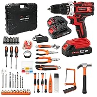 Cordless Drill Set, 21V Power Drill Kit, Electric Power Drill Set with 2 Batteries and Charger, 25+3 Torque Setting, 2 Speed, 315 In-lb, LED, 43pcs Drill Bit, Impact Drill Set for Home, DIY
